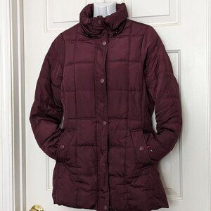 Tommy Hilfiger Burgundy Puffer Women's Long Jacket Size Small